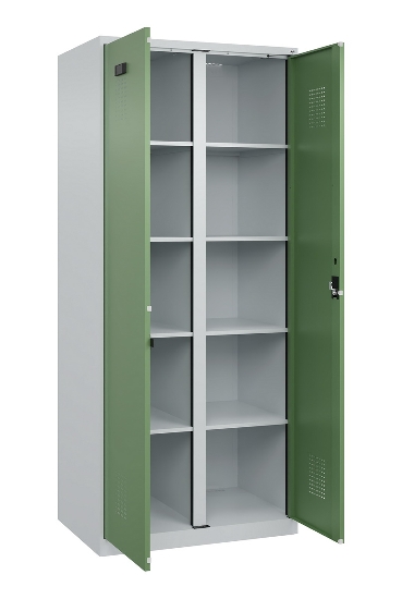 C+P Wäsche-Spind Evolo PLUS 049012-22B mit Füßen 2 Abt.je 400mm Zylinder (HxBxT) 1950x800x500mm 7035/3000