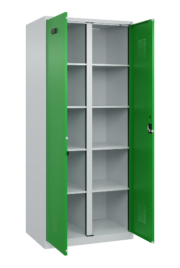 C+P Wäsche-Spind Evolo PLUS 049012-22B mit Füßen 2 Abt.je 400mm Zylinder (HxBxT) 1950x800x500mm 7035/3000