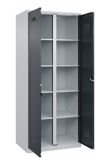 C+P Wäsche-Spind Evolo PLUS 049012-22B mit Füßen 2 Abt.je 400mm Zylinder (HxBxT) 1950x800x500mm 7035/3000