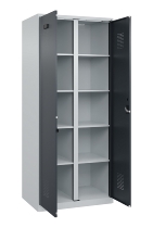 C+P Wäsche-Spind Evolo PLUS 049012-22B mit Füßen 2 Abt.je 400mm Zylinder (HxBxT) 1950x800x500mm 7035/3000