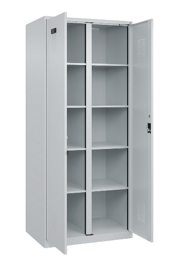 C+P Wäsche-Spind Evolo PLUS 049012-22B mit Füßen 2 Abt.je 400mm Zylinder (HxBxT) 1950x800x500mm 7035/3000