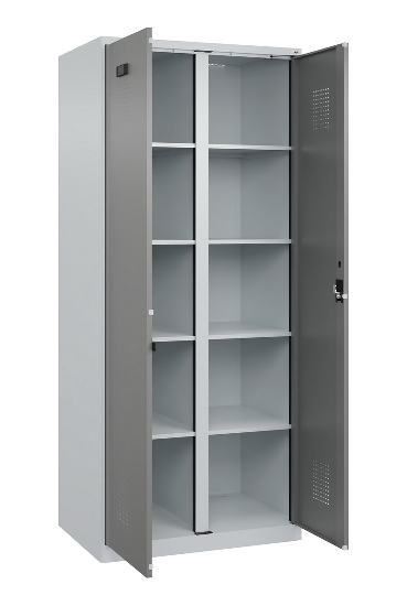 C+P Wäsche-Spind Evolo PLUS 049012-22B mit Füßen 2 Abt.je 400mm Zylinder (HxBxT) 1950x800x500mm 7035/3000
