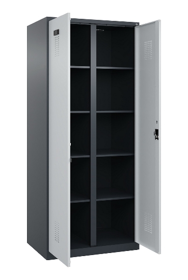 C+P Wäsche-Spind Evolo PLUS 049012-22B mit Füßen 2 Abt.je 400mm Zylinder (HxBxT) 1950x800x500mm 7035/3000