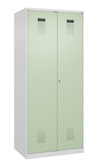 C+P Wäsche-Spind Evolo PLUS 049012-22B mit Füßen 2 Abt.je 400mm Zylinder (HxBxT) 1950x800x500mm 7035/3000
