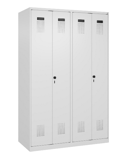 C+P Schwarz-Weiß-Spind Evolo PLUS 049002-22 bodenstehend 2 Abt.400mm Drehriegel (HxBxT) 1850x800x500mm 7035/6011