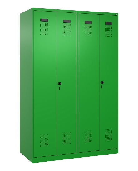 C+P Schwarz-Weiß-Spind Evolo PLUS 049012-20 mit Füßen 2 Abt.300mm Zylinder (HxBxT) 1850x600x500mm 0010/0010