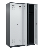 C+P Schwarz-Weiß-Spind Evolo PLUS 049002-22 bodenstehend 2 Abt.400mm Drehriegel (HxBxT) 1850x800x500mm 7035/6011