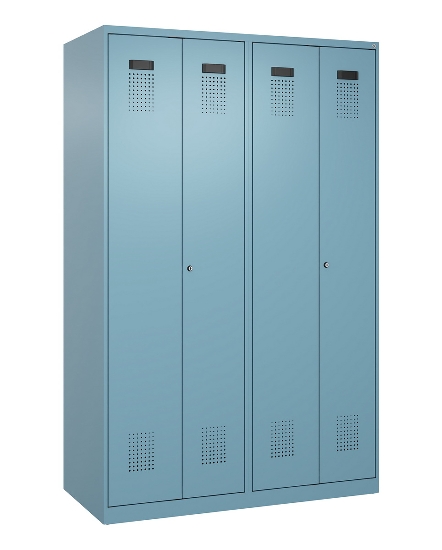 C+P Schwarz-Weiß-Spind Evolo PLUS 049012-20 mit Füßen 2 Abt.300mm Zylinder (HxBxT) 1850x600x500mm 0010/0010