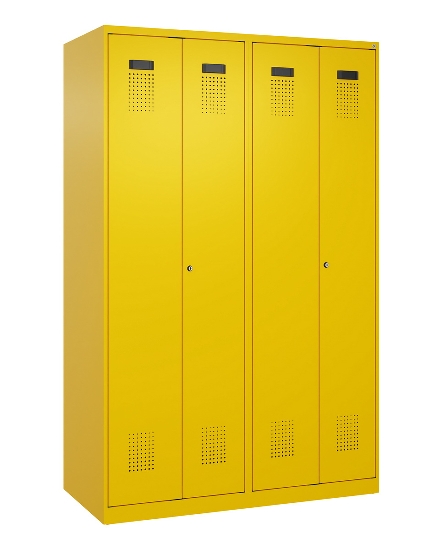 C+P Schwarz-Weiß-Spind Evolo PLUS 049012-20 mit Füßen 2 Abt.300mm Zylinder (HxBxT) 1850x600x500mm 0010/0010