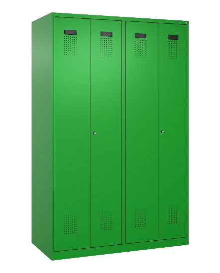 C+P Schwarz-Weiß-Spind Evolo PLUS 049012-20 mit Füßen 2 Abt.300mm Zylinder (HxBxT) 1850x600x500mm 0010/0010