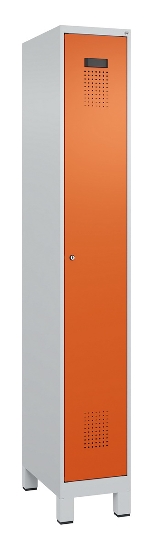 C+P Spind Evolo PLUS 049010-12 mit Füßen 1 Abt. 400mm Zylinderschloss (HxBxT) 1950x400x500mm 7035/0010
