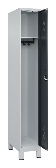 C+P Spind Evolo PLUS 049010-12 mit Füßen 1 Abt. 400mm Zylinderschloss (HxBxT) 1950x400x500mm 7035/0010