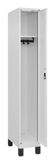 C+P Spind Evolo PLUS 049010-12 mit Füßen 1 Abt. 400mm Zylinderschloss (HxBxT) 1950x400x500mm 7035/0010