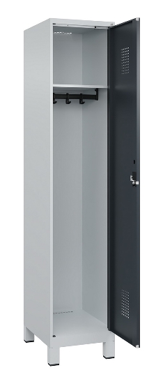 C+P Spind Evolo PLUS 049010-12 mit Füßen 1 Abt. 400mm Zylinderschloss (HxBxT) 1950x400x500mm 7035/0010