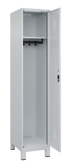 C+P Spind Evolo PLUS 049010-12 mit Füßen 1 Abt. 400mm Zylinderschloss (HxBxT) 1950x400x500mm 7035/0010
