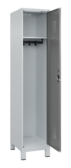 C+P Spind Evolo PLUS 049010-12 mit Füßen 1 Abt. 400mm Zylinderschloss (HxBxT) 1950x400x500mm 7035/0010