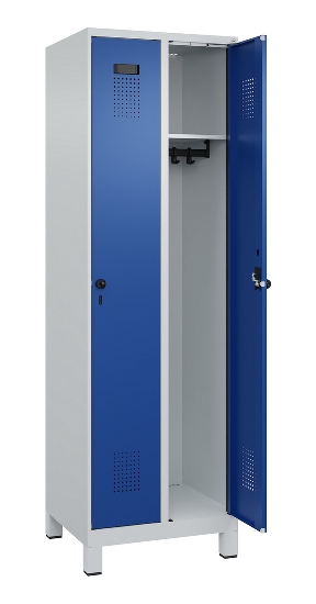C+P Spind Evolo PLUS 049010-12 mit Füßen 1 Abt. 400mm Zylinderschloss (HxBxT) 1950x400x500mm 7035/0010