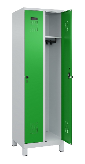 C+P Spind Evolo PLUS 049010-12 mit Füßen 1 Abt. 400mm Zylinderschloss (HxBxT) 1950x400x500mm 7035/0010