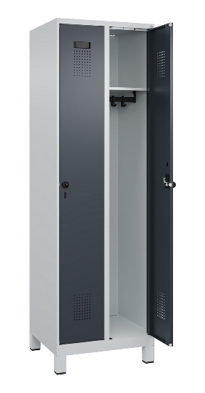 C+P Spind Evolo PLUS 049010-12 mit Füßen 1 Abt. 400mm Zylinderschloss (HxBxT) 1950x400x500mm 7035/0010