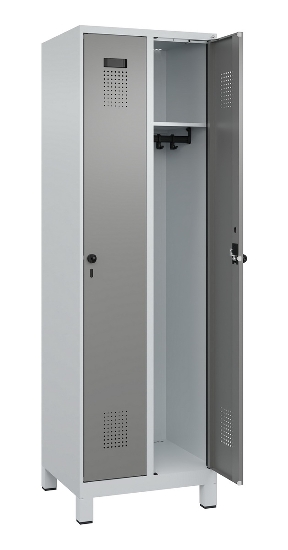 C+P Spind Evolo PLUS 049010-12 mit Füßen 1 Abt. 400mm Zylinderschloss (HxBxT) 1950x400x500mm 7035/0010