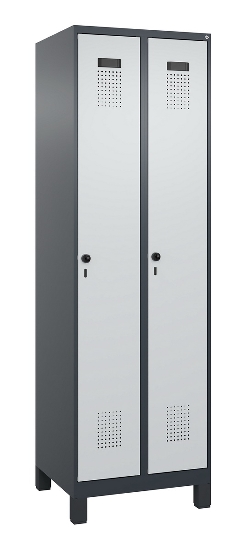 C+P Spind Evolo PLUS 049010-12 mit Füßen 1 Abt. 400mm Zylinderschloss (HxBxT) 1950x400x500mm 7035/0010