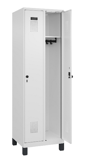 C+P Spind Evolo PLUS 049010-12 mit Füßen 1 Abt. 400mm Zylinderschloss (HxBxT) 1950x400x500mm 7035/0010