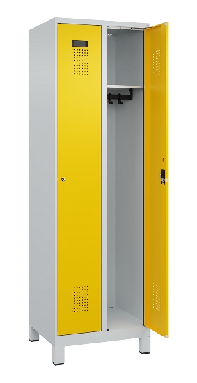 C+P Spind Evolo PLUS 049010-12 mit Füßen 1 Abt. 400mm Zylinderschloss (HxBxT) 1950x400x500mm 7035/0010