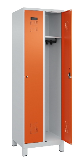 C+P Spind Evolo PLUS 049010-12 mit Füßen 1 Abt. 400mm Zylinderschloss (HxBxT) 1950x400x500mm 7035/0010
