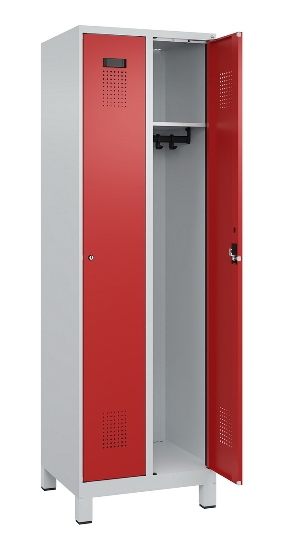 C+P Spind Evolo PLUS 049010-12 mit Füßen 1 Abt. 400mm Zylinderschloss (HxBxT) 1950x400x500mm 7035/0010