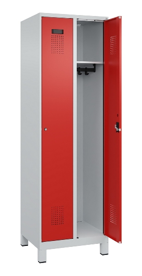 C+P Spind Evolo PLUS 049010-12 mit Füßen 1 Abt. 400mm Zylinderschloss (HxBxT) 1950x400x500mm 7035/0010