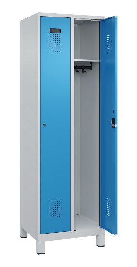 C+P Spind Evolo PLUS 049010-12 mit Füßen 1 Abt. 400mm Zylinderschloss (HxBxT) 1950x400x500mm 7035/0010