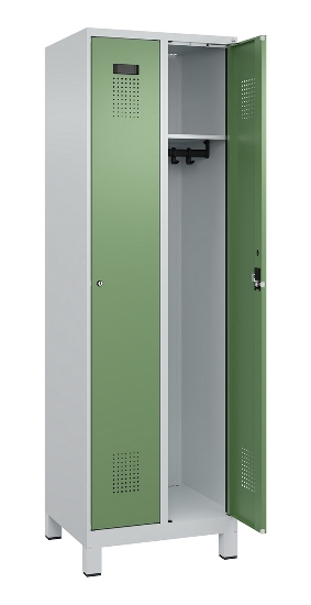 C+P Spind Evolo PLUS 049010-12 mit Füßen 1 Abt. 400mm Zylinderschloss (HxBxT) 1950x400x500mm 7035/0010