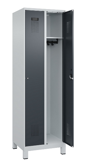 C+P Spind Evolo PLUS 049010-12 mit Füßen 1 Abt. 400mm Zylinderschloss (HxBxT) 1950x400x500mm 7035/0010