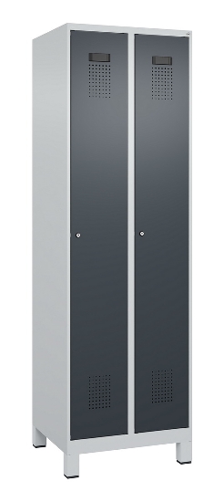 C+P Spind Evolo PLUS 049010-12 mit Füßen 1 Abt. 400mm Zylinderschloss (HxBxT) 1950x400x500mm 7035/0010