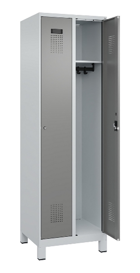 C+P Spind Evolo PLUS 049010-12 mit Füßen 1 Abt. 400mm Zylinderschloss (HxBxT) 1950x400x500mm 7035/0010