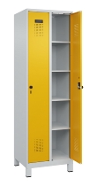 C+P Wäsche-Spind Evolo PLUS 049020-22B mit Sockel 2 Abt.je 400mm Drehriegel (HxBxT) 1950x800x500mm 7035/3000
