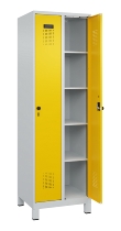 C+P Wäsche-Spind Evolo PLUS 049020-22B mit Sockel 2 Abt.je 400mm Drehriegel (HxBxT) 1950x800x500mm 7035/3000