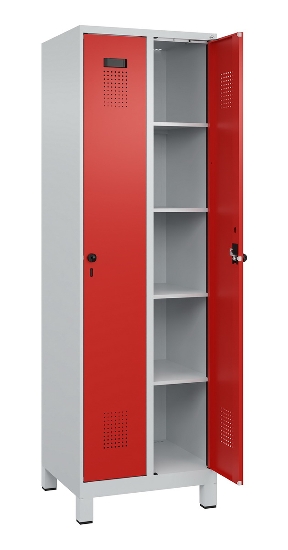 C+P Wäsche-Spind Evolo PLUS 049020-22B mit Sockel 2 Abt.je 400mm Drehriegel (HxBxT) 1950x800x500mm 7035/3000