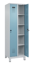 C+P Wäsche-Spind Evolo PLUS 049020-22B mit Sockel 2 Abt.je 400mm Drehriegel (HxBxT) 1950x800x500mm 7035/3000