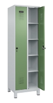C+P Wäsche-Spind Evolo PLUS 049020-22B mit Sockel 2 Abt.je 400mm Drehriegel (HxBxT) 1950x800x500mm 7035/3000