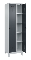C+P Wäsche-Spind Evolo PLUS 049020-22B mit Sockel 2 Abt.je 400mm Drehriegel (HxBxT) 1950x800x500mm 7035/3000