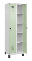 C+P Wäsche-Spind Evolo PLUS 049020-22B mit Sockel 2 Abt.je 400mm Drehriegel (HxBxT) 1950x800x500mm 7035/3000