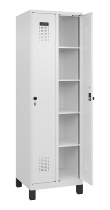 C+P Wäsche-Spind Evolo PLUS 049020-22B mit Sockel 2 Abt.je 400mm Drehriegel (HxBxT) 1950x800x500mm 7035/3000