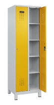 C+P Wäsche-Spind Evolo PLUS 049020-22B mit Sockel 2 Abt.je 400mm Drehriegel (HxBxT) 1950x800x500mm 7035/3000