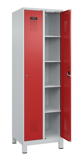 C+P Wäsche-Spind Evolo PLUS 049020-22B mit Sockel 2 Abt.je 400mm Drehriegel (HxBxT) 1950x800x500mm 7035/3000