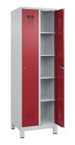 C+P Wäsche-Spind Evolo PLUS 049020-22B mit Sockel 2 Abt.je 400mm Drehriegel (HxBxT) 1950x800x500mm 7035/3000