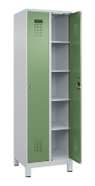C+P Wäsche-Spind Evolo PLUS 049020-22B mit Sockel 2 Abt.je 400mm Drehriegel (HxBxT) 1950x800x500mm 7035/3000