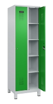 C+P Wäsche-Spind Evolo PLUS 049020-22B mit Sockel 2 Abt.je 400mm Drehriegel (HxBxT) 1950x800x500mm 7035/3000