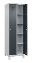 C+P Wäsche-Spind Evolo PLUS 049020-22B mit Sockel 2 Abt.je 400mm Drehriegel (HxBxT) 1950x800x500mm 7035/3000