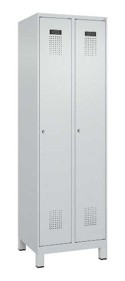 C+P Wäsche-Spind Evolo PLUS 049020-22B mit Sockel 2 Abt.je 400mm Drehriegel (HxBxT) 1950x800x500mm 7035/3000